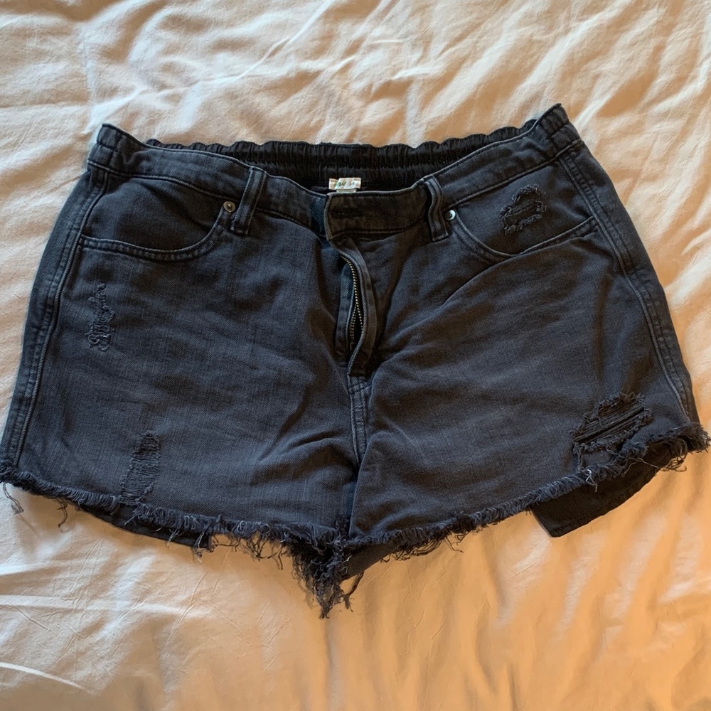 Aerie Black Distressed Jean Shorts